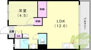 ビレッジハウス南清水タワー1号棟【3階】の間取り