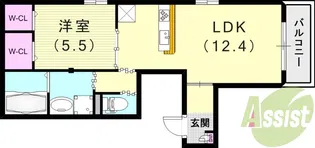 キャトル・レブローニュ【4階】の間取り