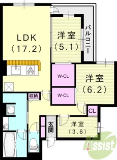 GreenPalace樋之池【1階】の間取り