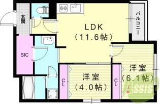 REGIES立花駅前【302号室】の間取り