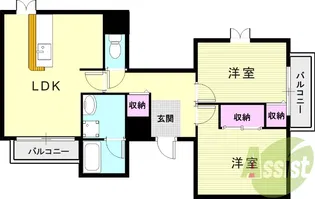 ロイヤル甲東園【2階】の間取り