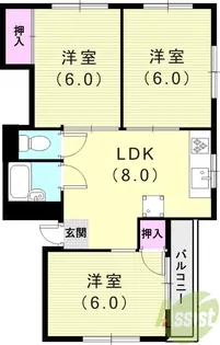 グリーンハイツ伊丹【2階】の間取り