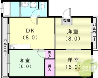 南武庫之荘佐野マンション【2階】の間取り