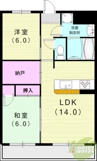 レインボー甲東【3階】の間取り