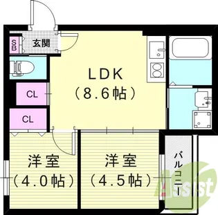 ワイズベース神田北通【3階】の間取り