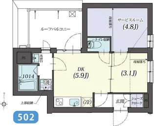 東京都中野区弥生町2丁目【マンション】の間取り