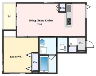 メテオレジデンス三軒茶屋【1階】の間取り