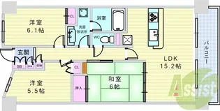 ガーデフラッツ豊中旭ヶ丘センタープレイスA棟【5階】の間取り