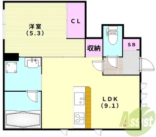 YOUR MAISON 瀬川【1階】の間取り