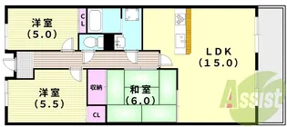 セレーノ花屋敷【3階】の間取り