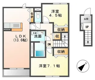 埼玉県越谷市新越谷2丁目【アパート】の間取り