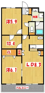 ランドロードUA棟【3階】の間取り