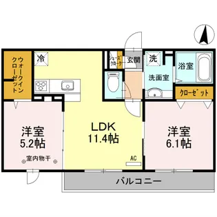 埼玉県越谷市レイクタウン6丁目【アパート】の間取り