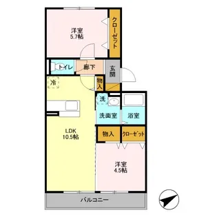 愛宕ビューハイツ【2階】の間取り