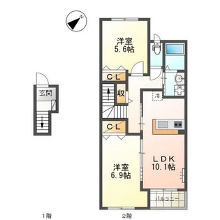 アジュール ブラン【2階】の間取り