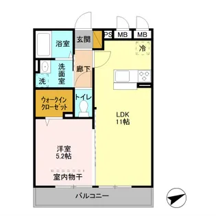 アルバ・グラートB【3階】の間取り