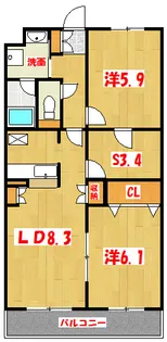 ランドロードU B棟【2階】の間取り