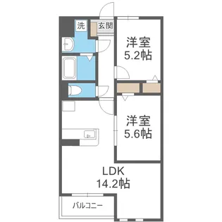インテグレース都府楼【3階】の間取り
