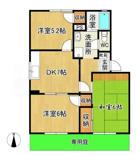 ジャルダンソレール【1階】の間取り
