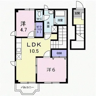 アヴニール鵜木Ⅲ【2階】の間取り