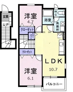 プラッツハオス天拝【2階】の間取り