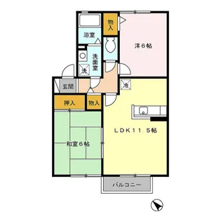 クリスタルWAKAⅡ B棟【2階】の間取り