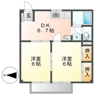 くらしきグリーンハイツ【1階】の間取り