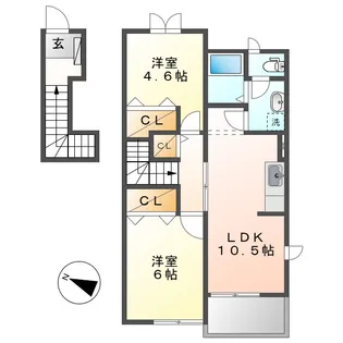 グランドゥールK【2階】の間取り