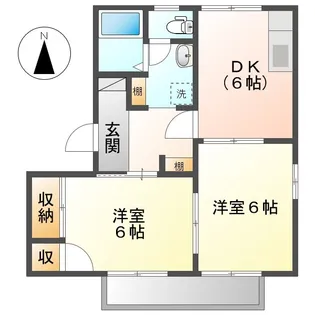 カーサつぼいB【2階】の間取り
