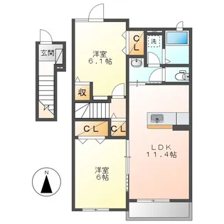 ポム・ダムールA【2階】の間取り