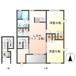 グランソレイユ B【2階】の間取り