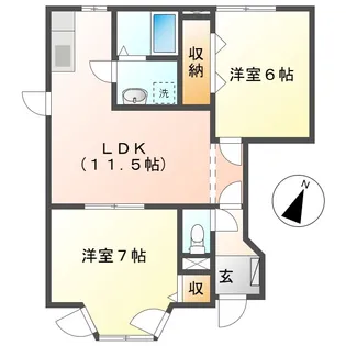 ツインシャトーB【1階】の間取り