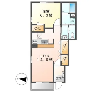 スクエア・レジデンスB【1階】の間取り