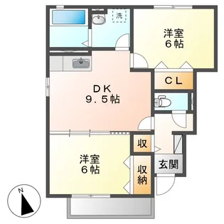 ラルジュ福岡屋 B【1階】の間取り