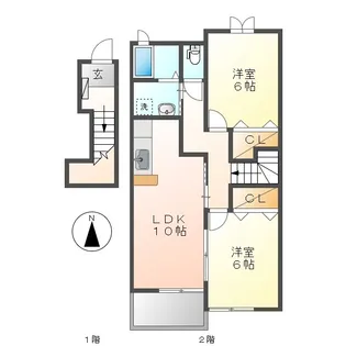 フェリシダ矢蔵Ⅰ【2階】の間取り