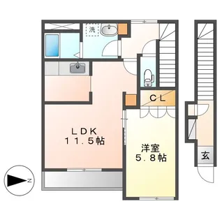 メゾン・カトレア弐番館【201号室】の間取り