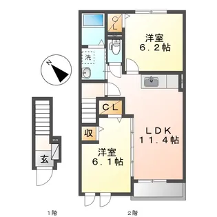 イリーデA【202号室】の間取り