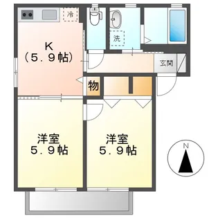 サンハイツD【2階】の間取り
