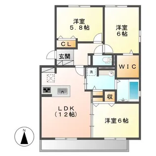 シャルムB【3階】の間取り