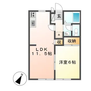 グリーンピア来夢【1階】の間取り