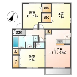 クオーレB【1階】の間取り