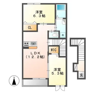 サンライズ亀甲Ⅲ【203号室】の間取り