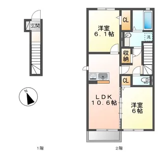 グリーンテラス児島B【2階】の間取り