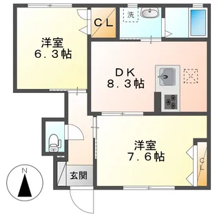 クレールB【1階】の間取り
