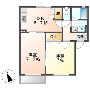 コーポ神正 B【2階】の間取り