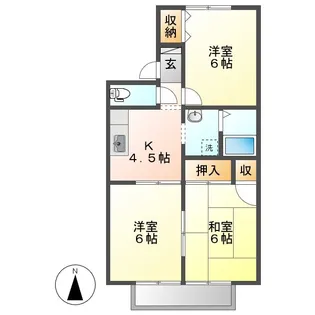 セジュールふじい B棟【201号室】の間取り