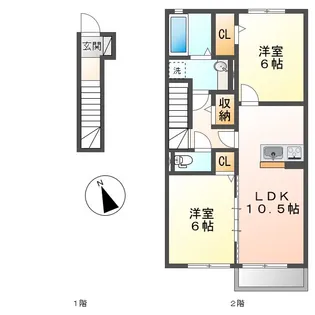 グリーンテラス児島B【2階】の間取り