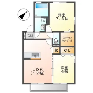 リビングタウン連島 E棟【201号室】の間取り