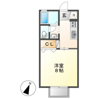 レインボーハイツB【1階】の間取り