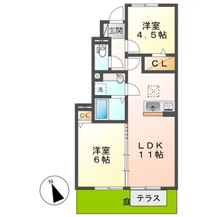 グリーンテラス児島B【1階】の間取り